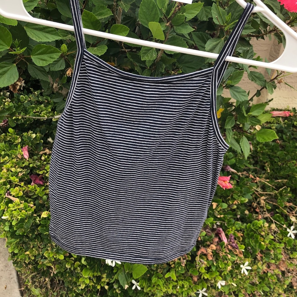 Brandy Melville Navy Striped Cropped Tank Top
